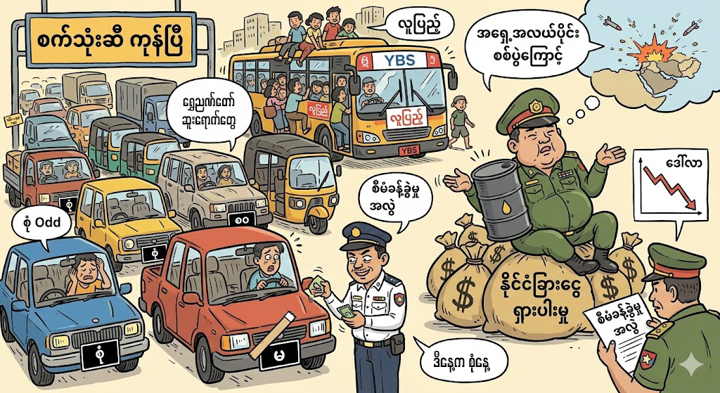 စုံ/မခွဲ တစ်ရက်ခြားကားမောင်းရမယ့် စစ်ခေါင်းဆောင်တွေရဲ့ ရွှေဉာဏ်တော် “ဆူးရောက်” စီမံခန့်ခွဲမှု